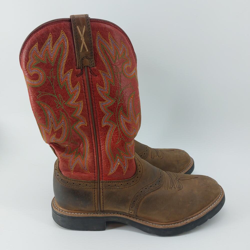 Twisted X Cowboy Boots Work Shoes Steel Toe Brown Red Cowgirl Size 8 B